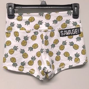 Savage Barbell Booty Shorts- Pineapple Express